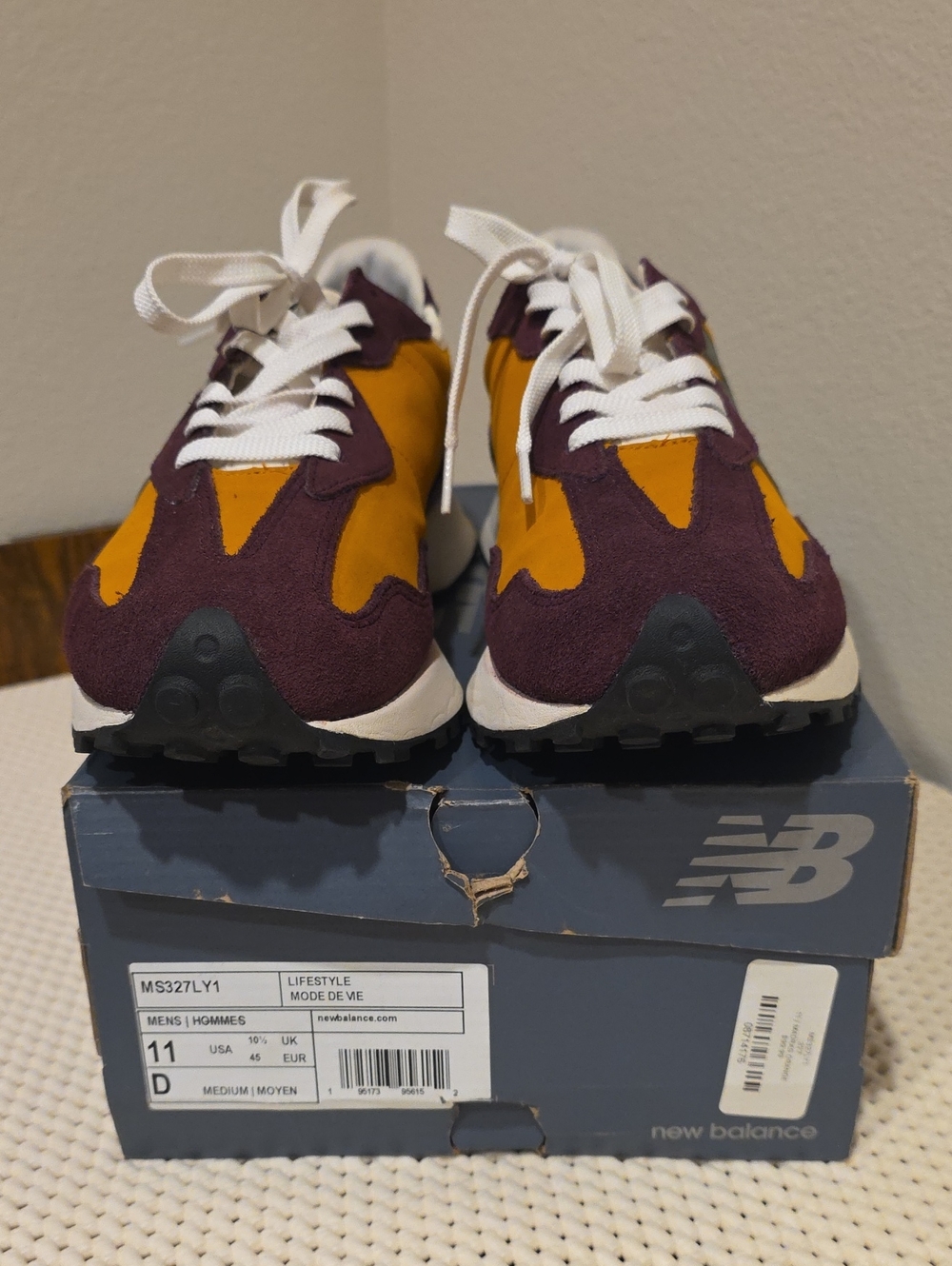 Size 11M New Balance Men's Retro Runner Sneakers - Mustard & Burgundy